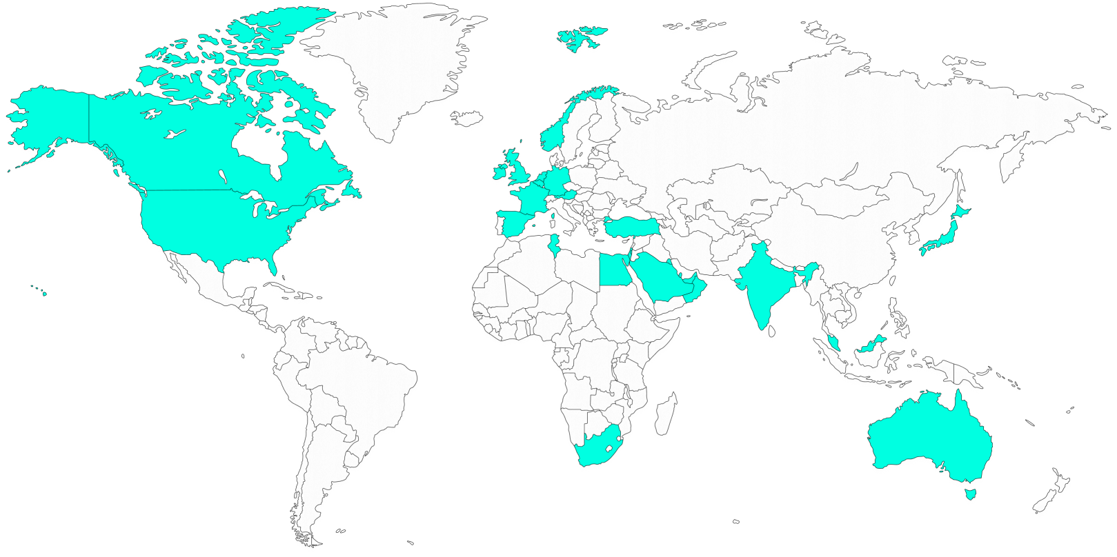 World map of RUH's client locations